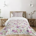 thumbnail image 1 of Ambesonne Shabby Flora Quilted Bedspread Set 2 Pcs, Roses and Violets, Twin Size, Multicolor, 1 of 5
