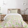 thumbnail image 1 of Ambesonne Shabby Flora Quilted Bedspread Set 2 Pcs, Spring Yard Pastel, Twin Size, Pale Pink Pale Green, 1 of 5