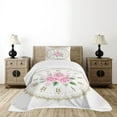 thumbnail image 1 of Ambesonne Shabby Flora Quilted Bedspread Set 2 Pcs, Vintage Clock Roses, Twin Size, Dark Khaki Pale Pink, 1 of 6