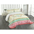 thumbnail image 1 of Ambesonne Shabby Flora Quilted Bedspread Set 3 Pcs, Country Rose Hearts, Queen Size, Multicolor, 1 of 5