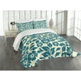 thumbnail image 1 of Ambesonne Shabby Flora Quilted Bedspread Set 3 Pcs, Flower Bloom Spring, Queen Size, Teal Cream, 1 of 5