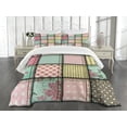 thumbnail image 1 of Ambesonne Shabby Flora Quilted Bedspread Set 3 Pcs, Square Pieces Tile, Queen Size, Multicolor, 1 of 5
