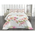 thumbnail image 1 of Ambesonne Shabby Flora Quilted Bedspread Set 3 Pcs, Watercolor Petals, Queen Size, Pale Pink Fern Green, 1 of 5