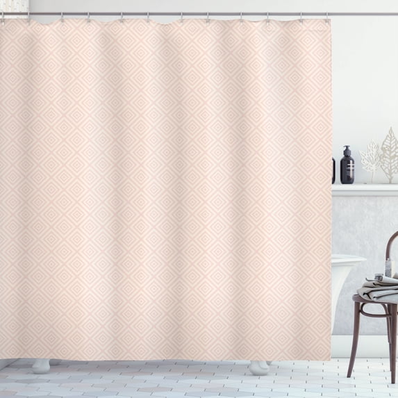 Ambesonne Shabby Flora Shower Curtain, Pastel Diamond Line, 69"Wx75"L, Peach Cream
