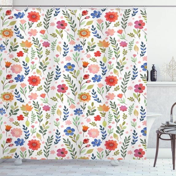 Ambesonne Shabby Flora Shower Curtain, Soft Colored Floret, 69"Wx70"L, Multicolor