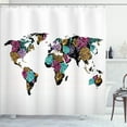 thumbnail image 1 of Ambesonne Shabby Flora Shower Curtain, World Map Flowers, 69"Wx84"L, Multicolor, 1 of 5