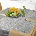thumbnail image 1 of Ambesonne Shabby Flora Table Runner & Placemats, Curvy Spiral Branch, Placemat 4 pcs + Runner 12"x90", Black White, 1 of 2