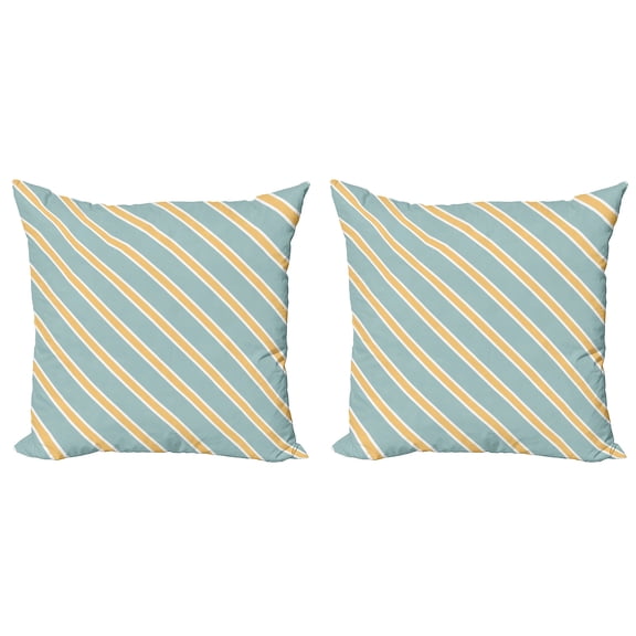 Ambesonne Shabby Flora Throw Pillow Cover 2 Pack, Bold Thin Stripes, 20", Almond Green Apricot