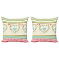 thumbnail image 1 of Ambesonne Shabby Flora Throw Pillow Cover 2 Pack, Country Rose Hearts, 16", Multicolor, 1 of 2