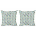 thumbnail image 1 of Ambesonne Shabby Flora Throw Pillow Cover 2 Pack, Summer Roses Bridal, 18", Turquoise Pale Pink, 1 of 2