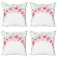 thumbnail image 1 of Ambesonne Shabby Flora Throw Pillow Cover 4 Pack, Floral Wreath Peony, 24", Multicolor, 1 of 6