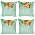thumbnail image 1 of Ambesonne Shabby Flora Throw Pillow Cover 4 Pack, Gerbera Bunch Blue, 18", Multicolor, 1 of 7