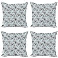thumbnail image 1 of Ambesonne Shabby Flora Throw Pillow Cover 4 Pack, Pond Water Flowers, 18", Pale Blue White Black, 1 of 2