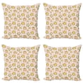 thumbnail image 1 of Ambesonne Shabby Flora Throw Pillow Cover 4 Pack, Roses on Plaid Back, 24", Coral and Olive Green, 1 of 2