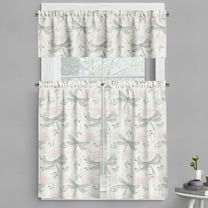 Ambesonne Shabby Flora Valance & Curtain, Vintage Dragonfly, 55"x30", Pale Pink Pale Grey