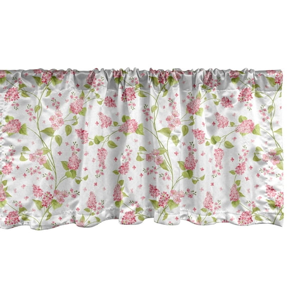Ambesonne Shabby Flora Window Valance, Nature Blossom Buds, 42" x 18", Pink White and Green