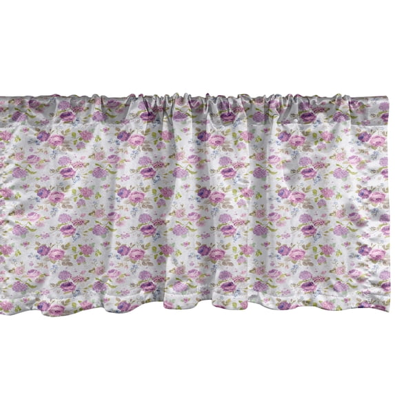 Ambesonne Shabby Flora Window Valance, Roses and Violets, 54" X 18", Multicolor