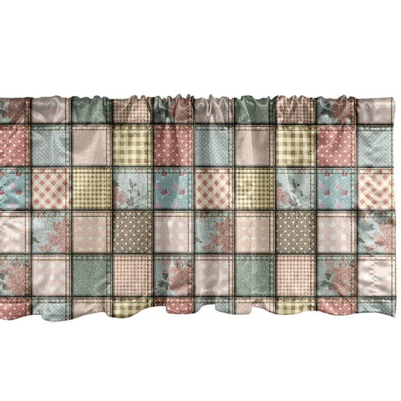 Ambesonne Shabby Flora Window Valance, Square Pieces Tile, 54" X 18", Multicolor