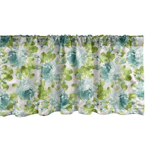 Ambesonne Shabby Flora Window Valance, Tropical Garden, 42" x 12", Turquoise Pale Pink