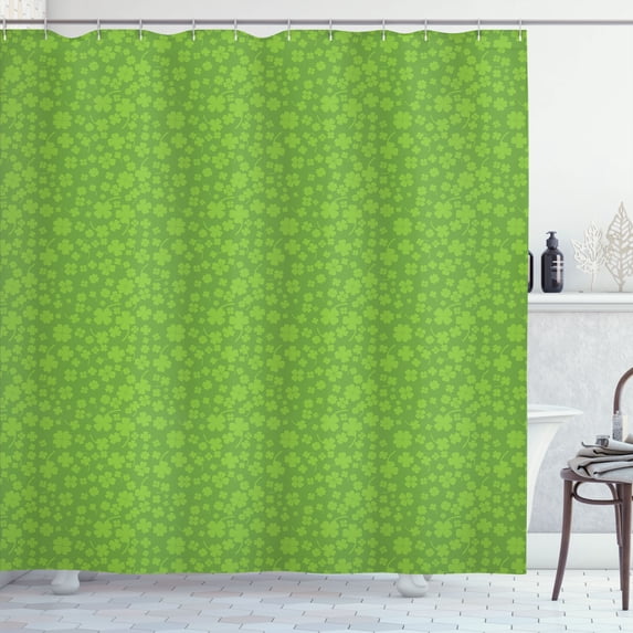Ambesonne Shamrock Shower Curtain, Irish Symbol Clover Luck, 69"Wx84"L, Lime Green