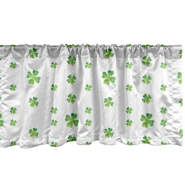 Ambesonne Shamrock Window Valance, St Patricks Day Clover, 54" X 12", Green White