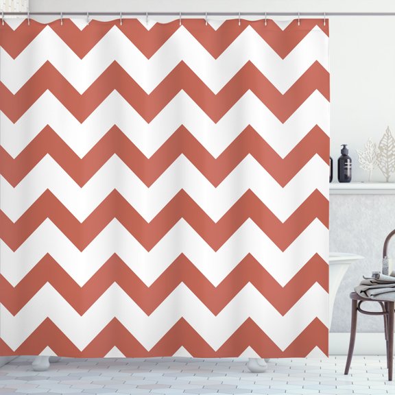 Ambesonne Shapes Shower Curtain, Chevron Art Classic Zigzag, 69"Wx75"L, Pale Chocolate