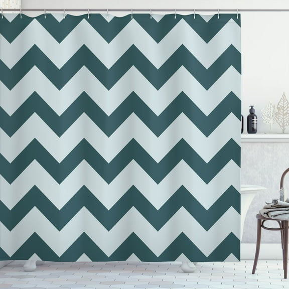 Ambesonne Shapes Shower Curtain, Chevron Pattern Geometric, 69"Wx75"L, Dark Teal
