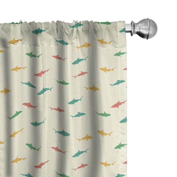 Ambesonne Shark Curtains, Colorful Wildlife, Pair of 28"x63", Multicolor
