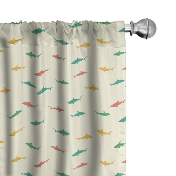 Ambesonne Shark Curtains, Colorful Wildlife, Pair of 28"x95", Multicolor