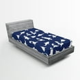 thumbnail image 1 of Ambesonne Shark Fitted Sheet 2 Pcs Set, Various Gestures Humorous, Twin, Violet Blue White, 1 of 3