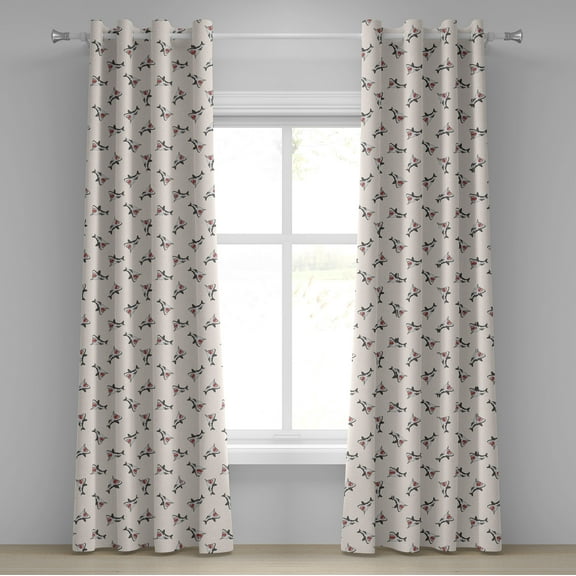 Ambesonne Shark Grommet Curtain, Aggressive Hungry Fishes, 50" x 120", Grey Red Cream