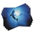 thumbnail image 1 of Ambesonne Shark Place Mats Set of 4, Fishes Circling in Ocean, Standard Size, Royal Blue, 1 of 6