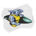 thumbnail image 1 of Ambesonne Shark Place Mats Set of 4, Grumpy Surfer Muscle Body, Standard Size, Jade Green Pale Blue, 1 of 6