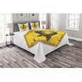 thumbnail image 1 of Ambesonne Shark Quilted Bedspread Set 3 Pcs, Caution Sgn Sharp Teeth, Queen Size, Earth Yellow Grey, 1 of 3