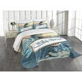 thumbnail image 1 of Ambesonne Shark Quilted Bedspread Set 3 Pcs, Dangerous Fish Holds Plaque, King Size, Multicolor, 1 of 5