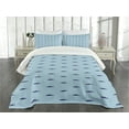 thumbnail image 1 of Ambesonne Shark Quilted Bedspread Set 3 Pcs, Ocean Life in Blue Shades, Queen Size, Navy Blue Pale Blue, 1 of 5
