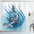 thumbnail image 1 of Ambesonne Shark Shower Curtain, Hammerhead Fish Ornate, 69"Wx84"L, Dark Petrol Blue White, 1 of 3