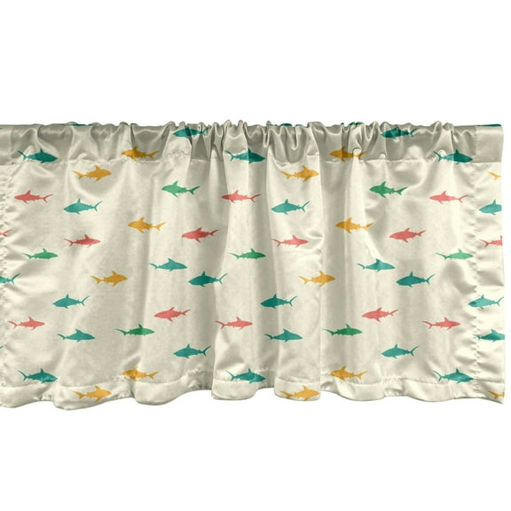 Ambesonne Shark Window Valance, Colorful Wildlife, 54" X 12", Multicolor