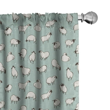 Ambesonne Sheep Curtains, Repetitive Simplistic Animal, Pair of 28"x63", Pale Seafoam Eggshell