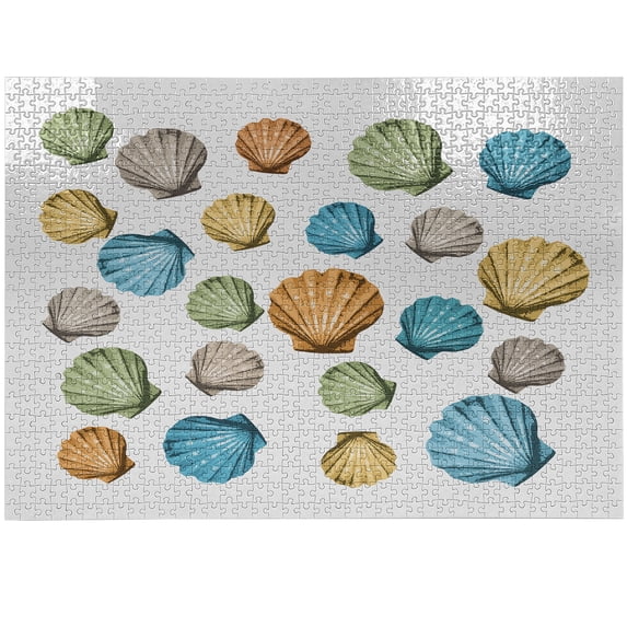 Ambesonne Shell Jigsaw Puzzle Durable Cardboard, Scallop, 1000 pcs, Multicolor