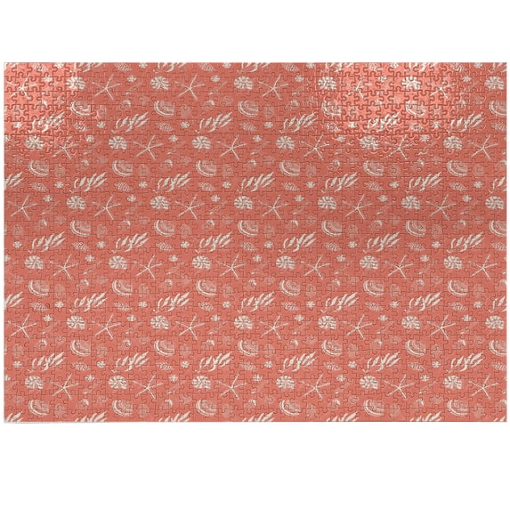 Ambesonne Shell Jigsaw Puzzle Durable Cardboard, Starfish Seaweed Scallop, 1000 pcs, Salmon and White