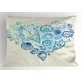thumbnail image 1 of Ambesonne Shell Pillow Sham, Coastal Design Grunge Heart, 36" X 20", Eggshell Multicolor, 1 of 2