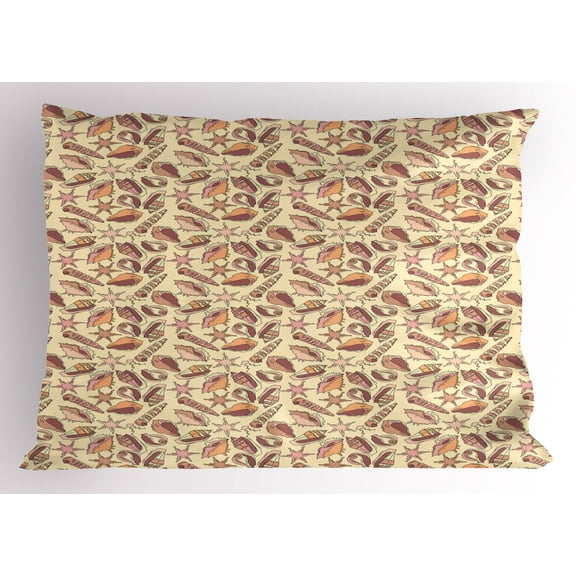 Ambesonne Shell Pillow Sham, Pastel Coastal Pattern, 26" X 20", Multicolor