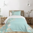 thumbnail image 1 of Ambesonne Shell Quilted Bedspread Set 2 Pcs, Beach Party and Thin Lines, Twin Size, Seafoam Warm Taupe, 1 of 5