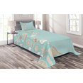 thumbnail image 1 of Ambesonne Shell Quilted Coverlet 2 Pcs, Beach Party and Thin Lines, Twin Size, Seafoam Warm Taupe, 1 of 4