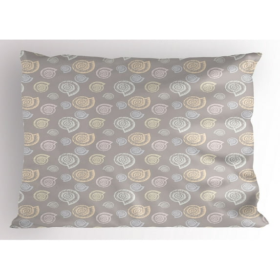 Ambesonne Shells Pillow Sham, Sketch of Moon Snail, 26" X 20", Multicolor