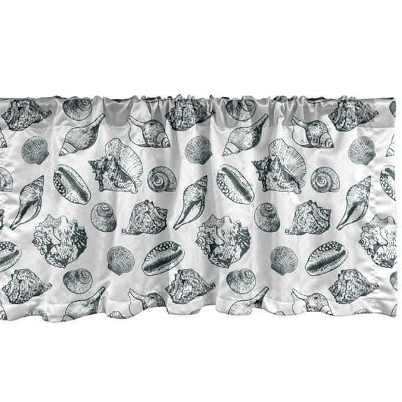 Ambesonne Shells Window Valance, Florida Fighting Conch, 54" X 12", Dark Blue and White