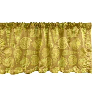 Ambesonne Shells Window Valance, Ornamental Illustration of Long Tail Cabrits Murex, Curtain Valance for Kitchen Bedroom Decor with Rod Pocket, 54" X 12", Earth Yellow Mustard