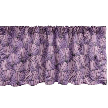 Ambesonne Shells Window Valance, Ornamental Seashells, 54" X 18", Purple and Pale Pink