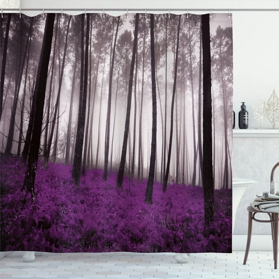 Ambesonne Shower Curtain, , 69"Wx70"L, Purple Black